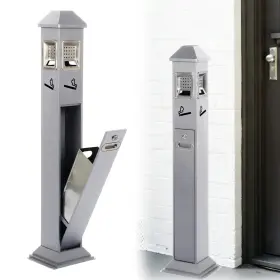 Aiwfl 35-0053-1 Stainless Steel Vertical Trash Bin Outdoor Can Waste Silver