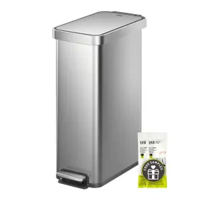 Eko 9167-50l-mmt Hudson Slim 50l / 13.2 Gallon Kitchen Trash Can With Stainless Steel Eko 9167-50l-mmt Hudson Slim 50l / 13.2 Gallon Kitchen Trash Can With Stainless Steel