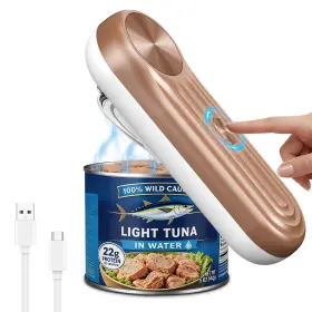 Elvanza K01b-gold One Touch Rechargeable Cordless Electric Can Opener Auto Stop Smooth Edge Li