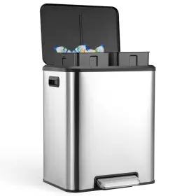 Explorehorizon E-5v7rvz2p53 2 X 4 Gal 15l Trash Can Stainless Steel Double Silver