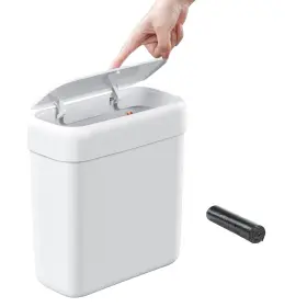 Funest S02a21118ly Bathroom Small Trash Can With Lid 13 Liter/3.4 Gallon Slim White