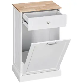 801-176 HOMCOM Kitchen Tilt Trash Cabinet Recycling