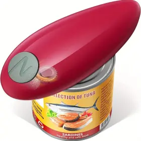 Kleersteam 795629554507 Electric Can Opener Automatic Red Smooth Edge Tin - Safe Han
