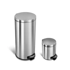 Ninestars Cb-sot-30-1/5-1 Step-on Trash Can Combo 9.2 Gal Stainless Steel