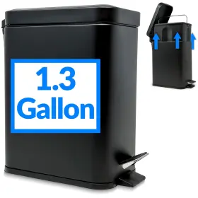 Reli. 606301502498 Reli. Small Trash Can With Lid 1.3 Gallon 5 Liter Stainless Steel Black