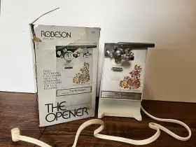 Robeson Ro-101 Electric Can Opener With Knife And Scissors Sharpener White/brown Robeson Ro-101 Electric Can Opener With Knife And Scissors Sharpener White/brown