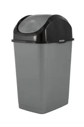 Superio 810541005729 Trash Can With Swing Top Lid 9 Gallon Grey/black-1 Pack