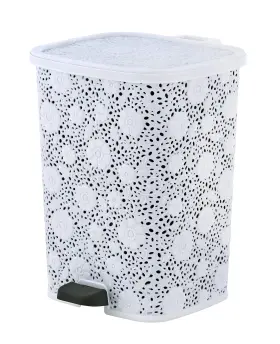 Superio 810541006276 Mini Outdoor Garbage Can 1.5 Gallon Small Trash With Foot White