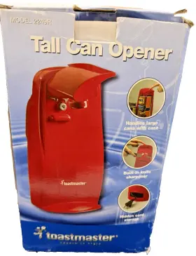 Toastmaster 2249r Tall Can Opener Red Model Tested Works With Original Box Retro