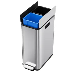 Towallmark Zwwqdjpkmoiogibhoc0psgb1j 2 7.4gal/28l Dual Step-on Kitchen Trash Can With Butterfly Lid Step Silver