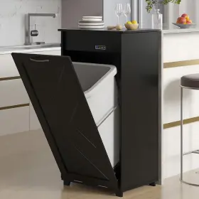 KHD-TBC01-BLK VECELO Tilt Kitchen Trash Cabinet Dog Garbage