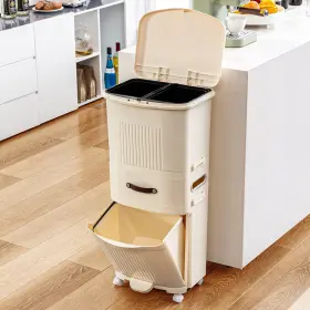 T5-KWB03-CRW VECELO Kitchen Trash Lid Double