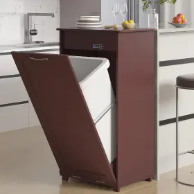 T5-TBC01-BRN VECELO Tilt Kitchen Trash Cabinet Dog Garbage