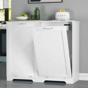 T5-TBC02-WHT-B01 VECELO Double Tilt Kitchen Trash Cabinet Dog