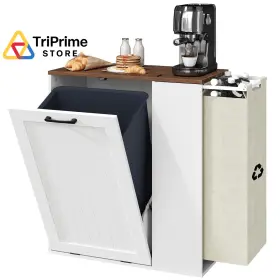 WB06WH YATINEY Tilt Trash Cabinet Gallon Hidden Garbage Rec