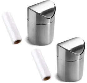 308075973572 ZHOUWHJJ Mini Countertop Steel Swing Lid