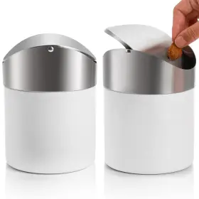 Zoofox Zo-trashcan-7inss-2p 2 Pack Mini Trash Can White Stainless Steel Garbage Bin With