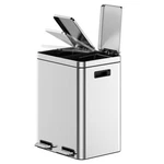 Tioutbot 20l/5.3 Gal Gallon Dual Compartment Trash Can Stainless Steel 2 X 10l. Fixed Price $94.00.