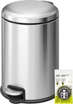 Eko Serene 5l / 1.32 Gallon Step Trash Can With Lid, Small Round, Silver. Fixed Price $38.11.