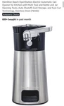 Hamilton Beach Openstation Electric Can Opener W/ Multi Tool, Stainless Steel. Fixed Price $15.00.