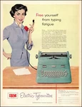 1950s Vintage Ad For Ibm Electric Typewriters Art Classy 50s Office Girl. Fixed Price $7.88.