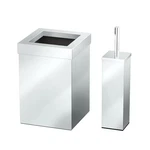 Gatco Small Bathroom Trash Can With Lid And Toilet Brush Set, Square 3 Chrome. Fixed Price $65.77.