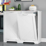 Double Tilt Out Kitchen Trash Bin Cabinet Dog Proof Garbage Can With Wood Holder. Fixed Price $239.75.