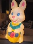 Easter Bunny W Basket General Foam Plastics 19" Blow Mold Cord Works Clean Vtg. Fixed Price $29.99.