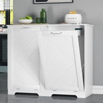 Dog-proof Double Tilt-out Trash Bin Cabinet With Wood Holder - White. Fixed Price $300.99.
