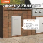 Vevor Pull Out Trash Drawer 13.4wx26hx19.6d Inch Lower Sliding Rails Stainless S. Fixed Price $215.00.