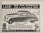 1948 Print Ad 1949 Electrocar Toy Car 3 Speed Electric Motor New York,ny. Fixed Price $11.96.