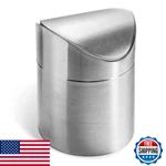Loveinusa 1.5l Mini Trash Can With Lid, Brushed Stainless Steel Small Garbage Bi. Fixed Price $18.36.