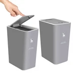 2 Pack 4 Gallon Grey Garbage Can With Press Top Lid Small Dog Proof Trash Bin. Fixed Price $43.62.
