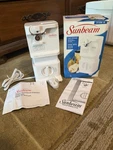 Vtg Sunbeam Can Opener White Adjustable Height Knife Sharpener 3108-8 - New. Fixed Price $60.00.