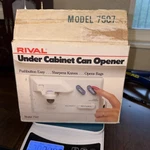 New Rival Under Cabinet Can Opener White Model 7507 In Box Knife Sharpener. Fixed Price $42.00.