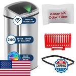 Itouchless 24 Gallon Extra Large Touchless Sensor Trash Can Absorbx Odor Filter. Fixed Price $215.50.