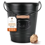 Autumn Alley Farmhouse Bathroom Trash Can - Rustic Black Bucket With W. Fixed Price $40.54.