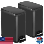 Bestoffice Slim 1.3 Gallon Step Pedal Trash Can W/ Lid, Quiet Close, Black. Fixed Price $40.99.