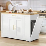 Yitahome 53 Inch Large Rolling Kitchen Island With Trash Can Storage Cabinet, Po. Fixed Price $300.55.