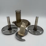 (e1) Sunbeam Mixmaster Food Processor Le Chef Feed Tube Lid, Pusher, Blades. Fixed Price $30.00.