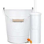 Autumn Alley Farmhouse White Bathroom Trash Can And Toilet Brush Set. Fixed Price $39.99.