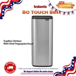 Brabantia Bo Touch Bin 7.9 Gallon Silver Trash Can Soft Kitchen Waste. Fixed Price $159.95.